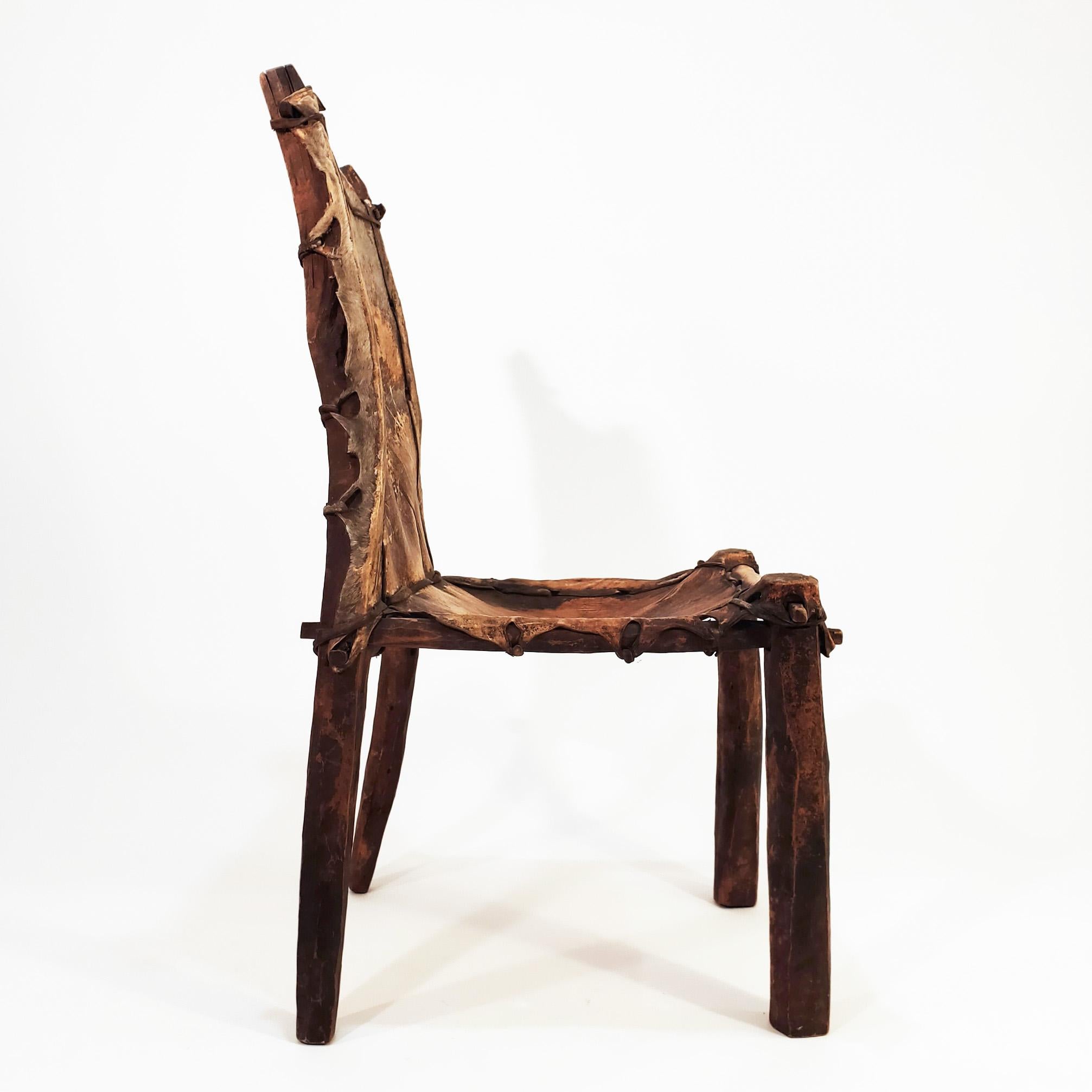 Sculptural tribal chair from Ethiopia in the early 20th century, circa 1900 In Good Condition For Sale In SANT ADRIÀ DE BESÒS, ES