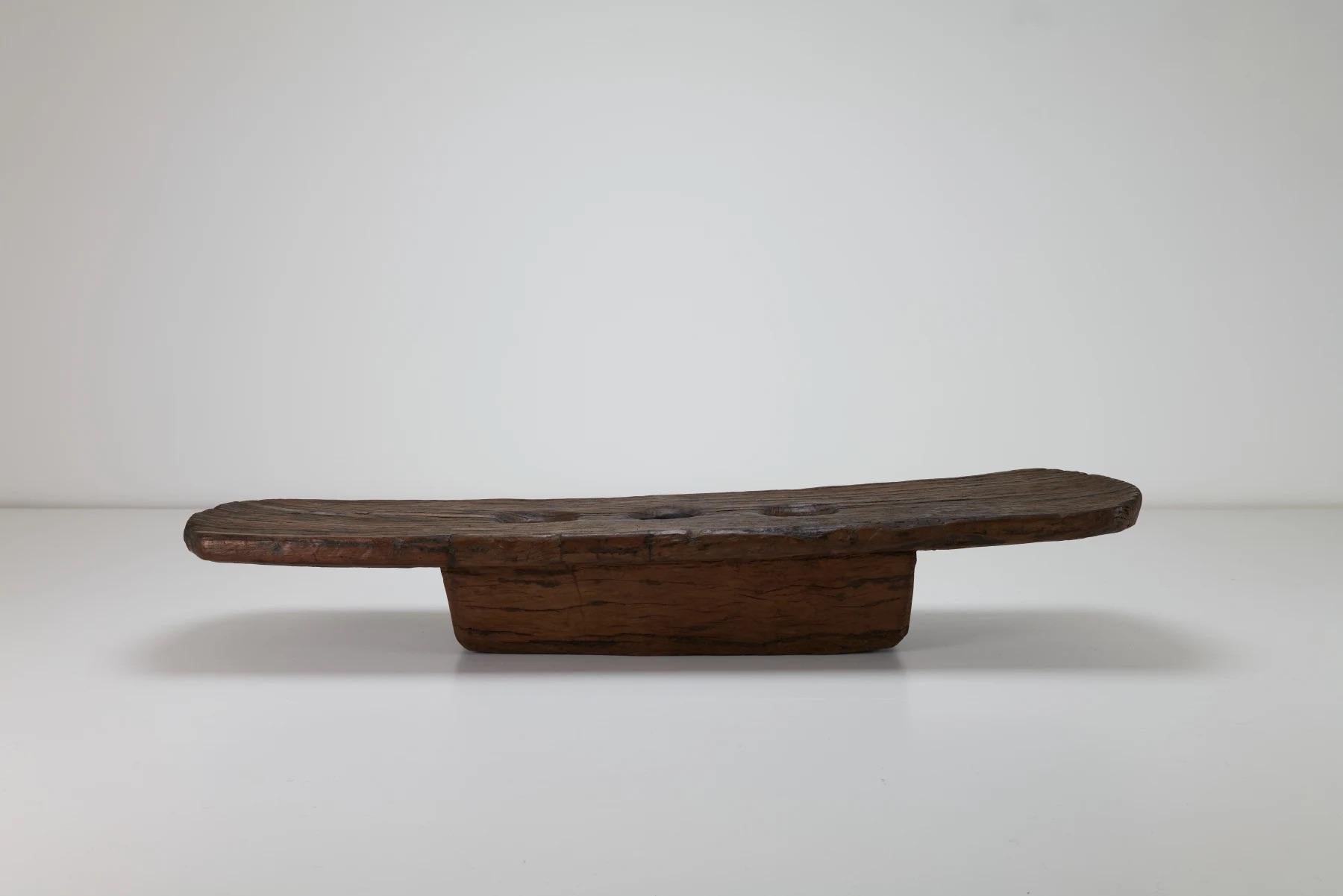 Indian Sculptural Tribal Wooden Rice Mortar from NE India Nagaland Coffee Table For Sale