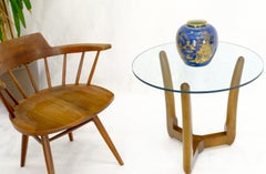 Sculptural Tripod Base Round Glass Top Side Center Table Stand