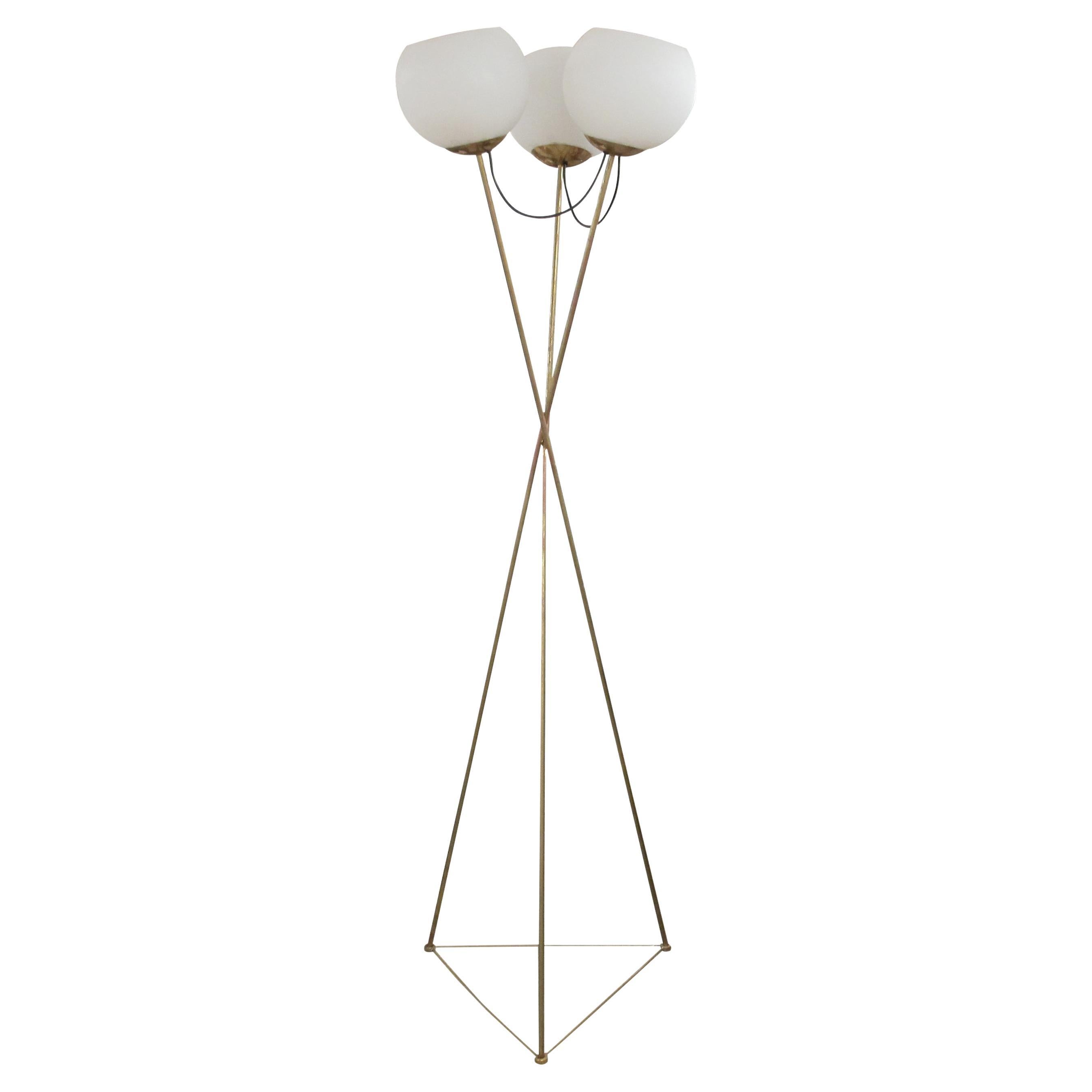 Lampada da terra scultorea a treppiede con tre globi di vetro, Germania, anni '70 in vendita