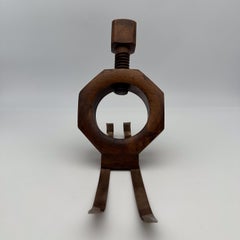 Sculptural Trompe-l'Oeil Solid Wood 'Nut on Skis' Bottle Holder, 1970s
