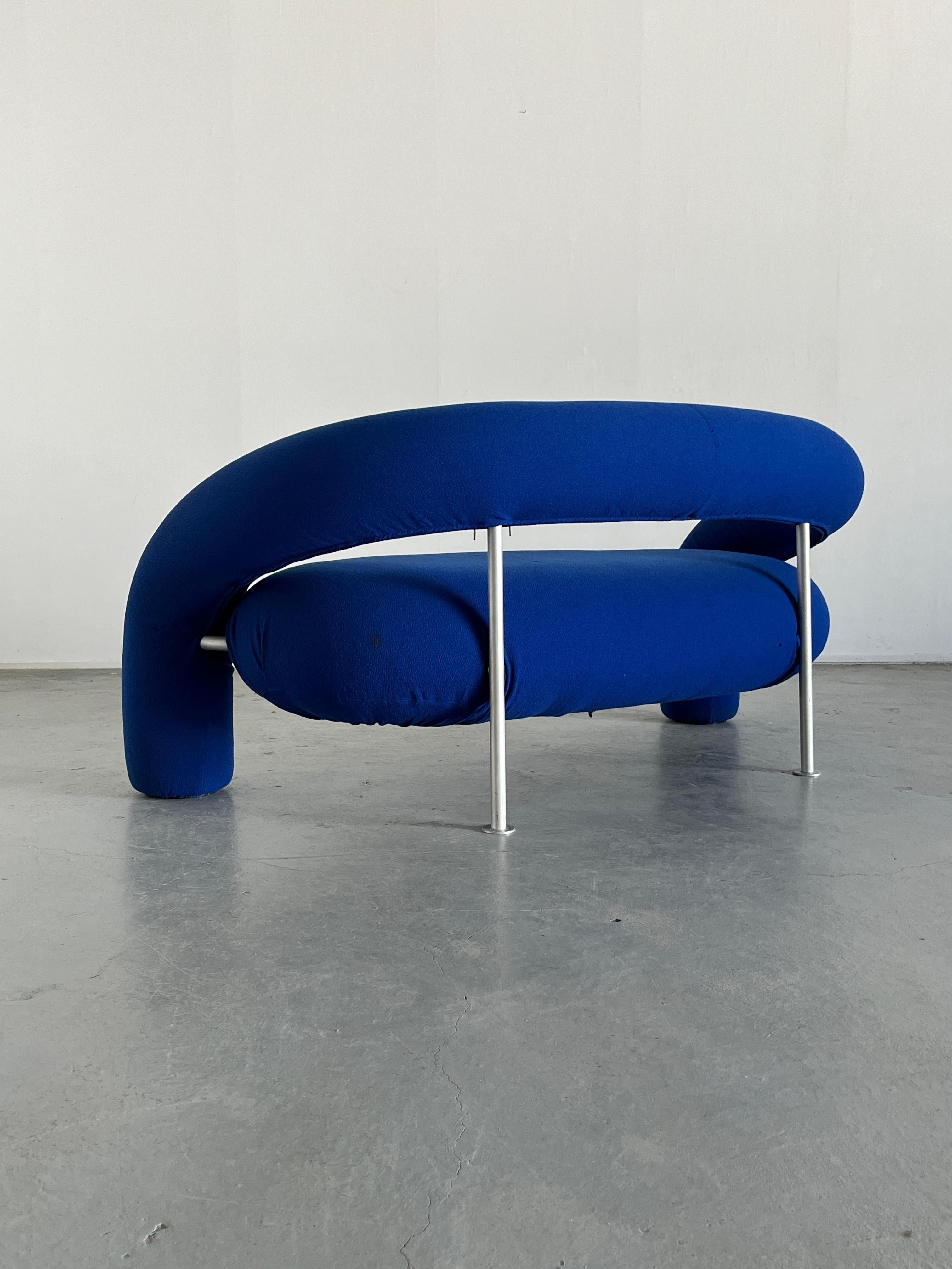 Metal Sculptural Tube Sofa by Anna & Carlo Bartoli for Rossi di Albizzate, Italy, 90s For Sale