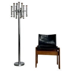 Sculptural tubular floor lamp in chrome metal, Space Age, Reggiani style