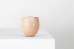 Skulpturale Vase mit gedrechselten String-Vasen von Master Craftsman Ray Key aus geriffelter Esche, 1990er Jahre