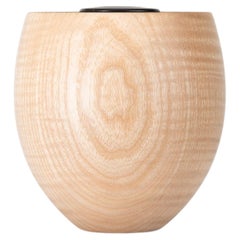 Sculptural Turned String Vase by Master Craftsman Ray Key in Rippled Ash 1990s
