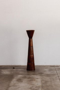 Sculptural Turned Wood Floor Lamp, France, 1960