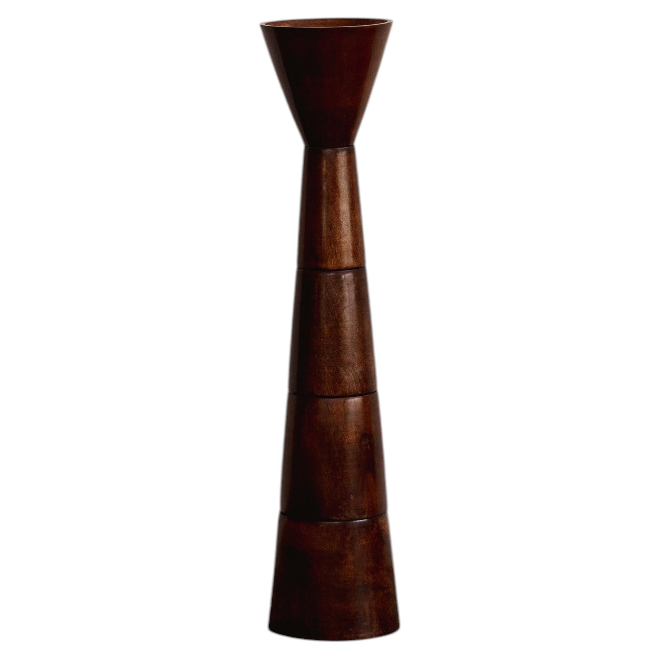 Lámpara de pie escultórica de madera torneada, Francia, 1960