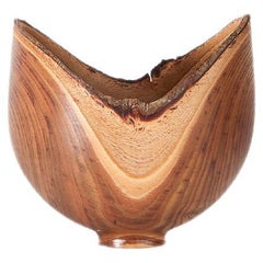 Sculptural Turned Wooden Bowl by Master Craftsman Bert Marsh 1990s