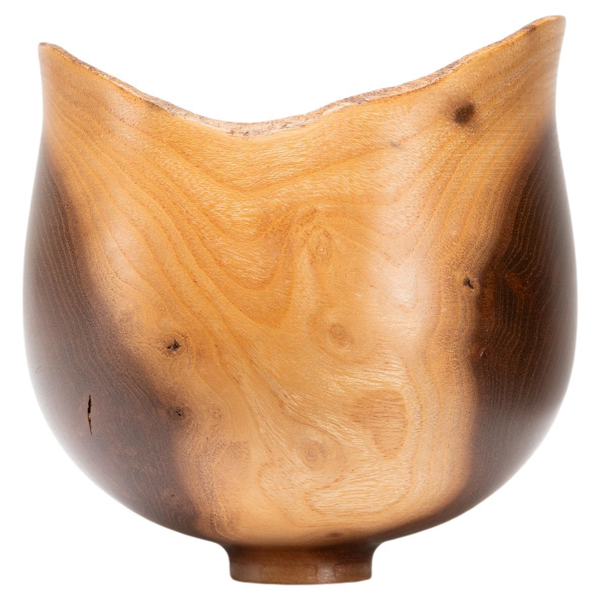 Sculptural Turned Wooden Bowl by Master Craftsman Bert Marsh 1990s