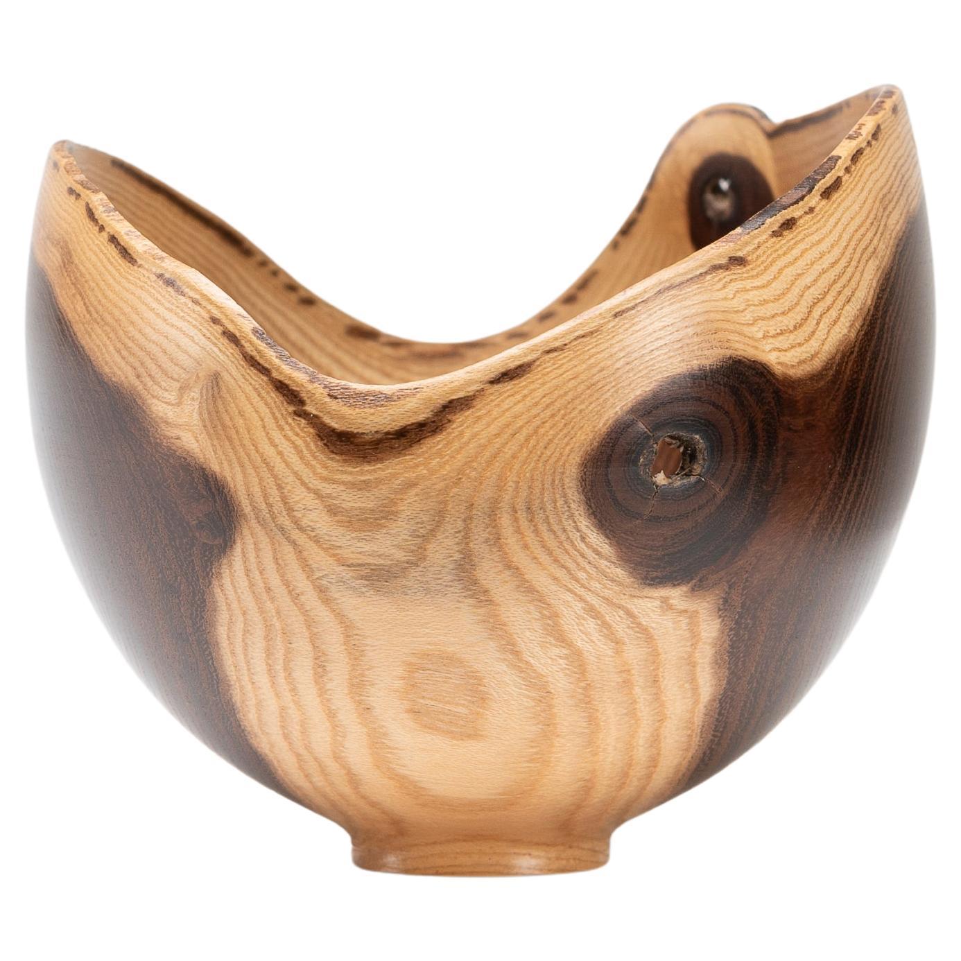 Sculptural Turned Wooden Bowl by Master Craftsman Bert Marsh 1990s