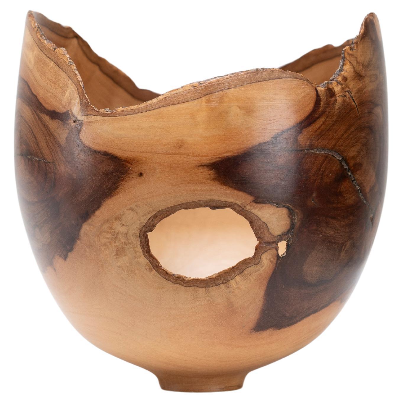 Sculptural Turned Wooden Bowl by Master Craftsman Bert Marsh 1990s For Sale