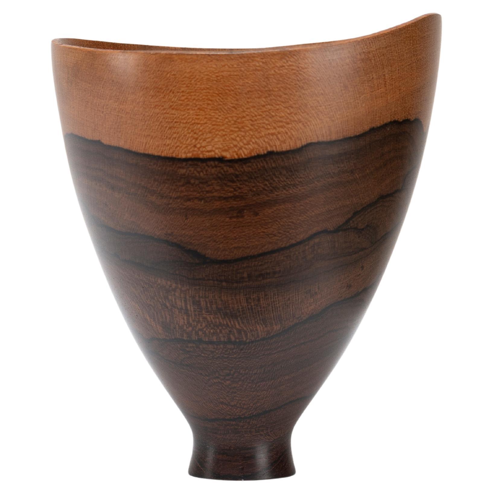 Sculptural Turned Wooden Bowl by Master Craftsman Bert Marsh 1990s For Sale