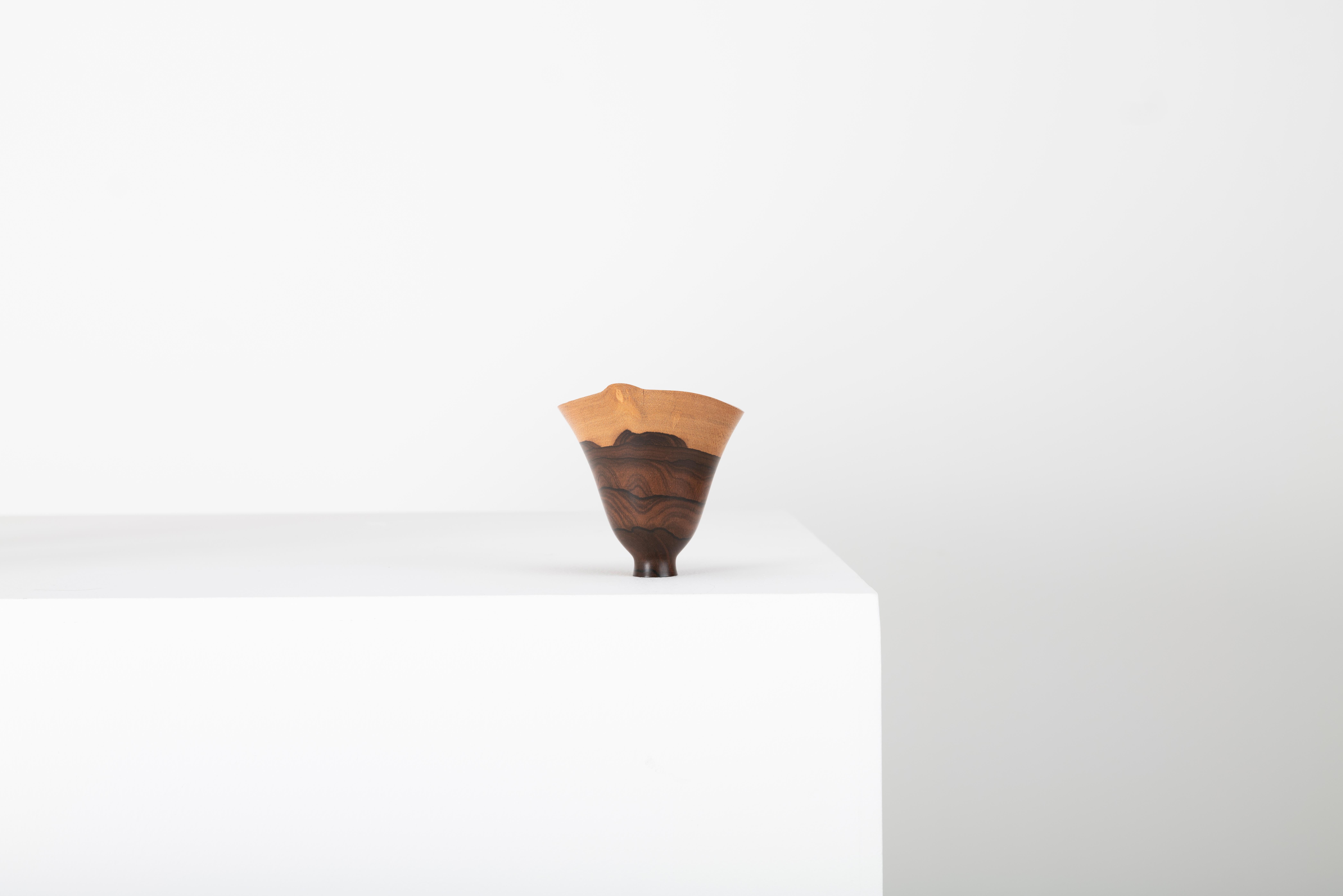 Minimalismo Vaso scultoreo in legno tornito del maestro artigiano Bert Marsh anni '90 in vendita