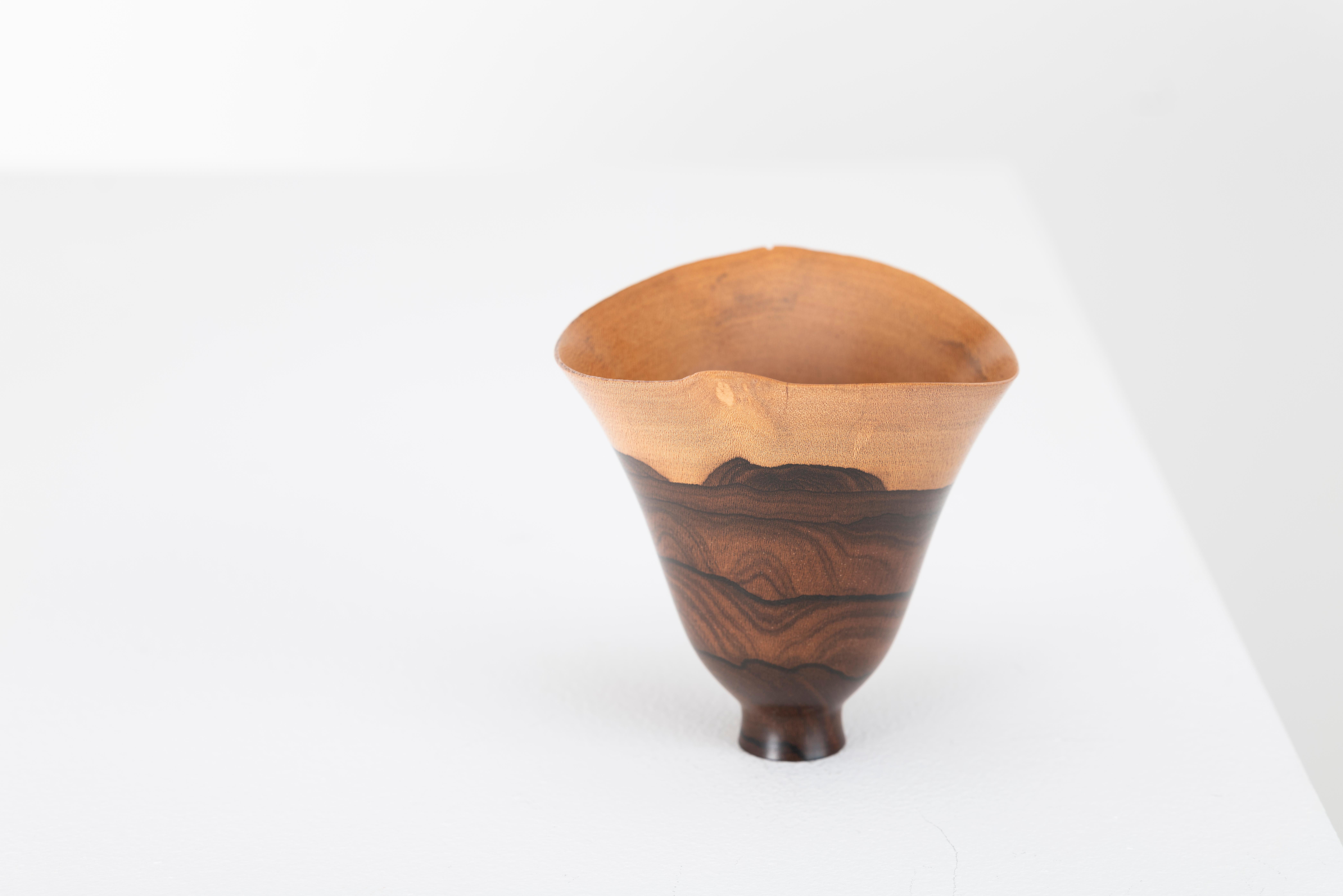 Tornito Vaso scultoreo in legno tornito del maestro artigiano Bert Marsh anni '90 in vendita