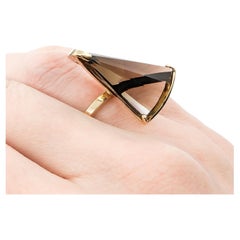 Vintage Sculptural Twist Cut Smokey Quartz Cocktail Ring