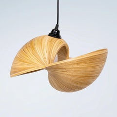 Sculptural Twisted Bamboo Pendant Light. Curated selection