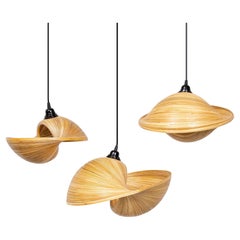 Sculptural Twisted Bamboo Pendant Light. Curated selection