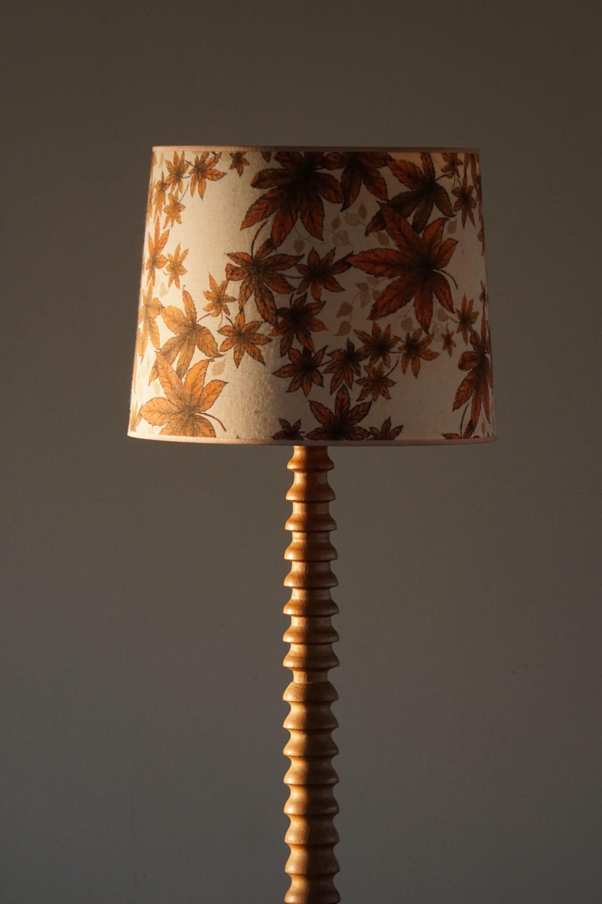 Baroque Sculptural Twisted Oak Floor Lamp, Danish Midcentury, 1950s