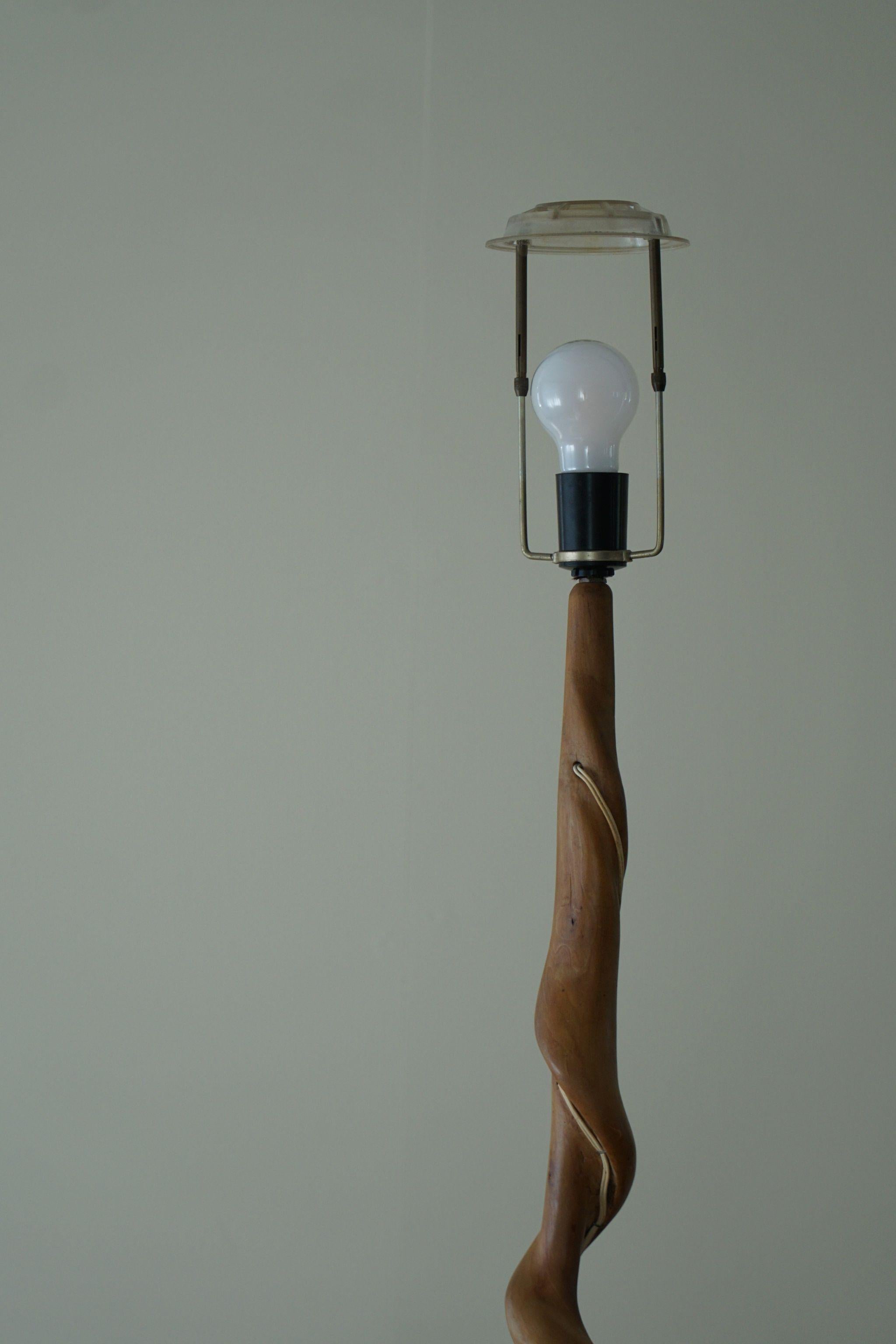 Sculptural Twisted Organic Floor Lamp, Wood & Iron, Scandinavian Modern, 1960s 4