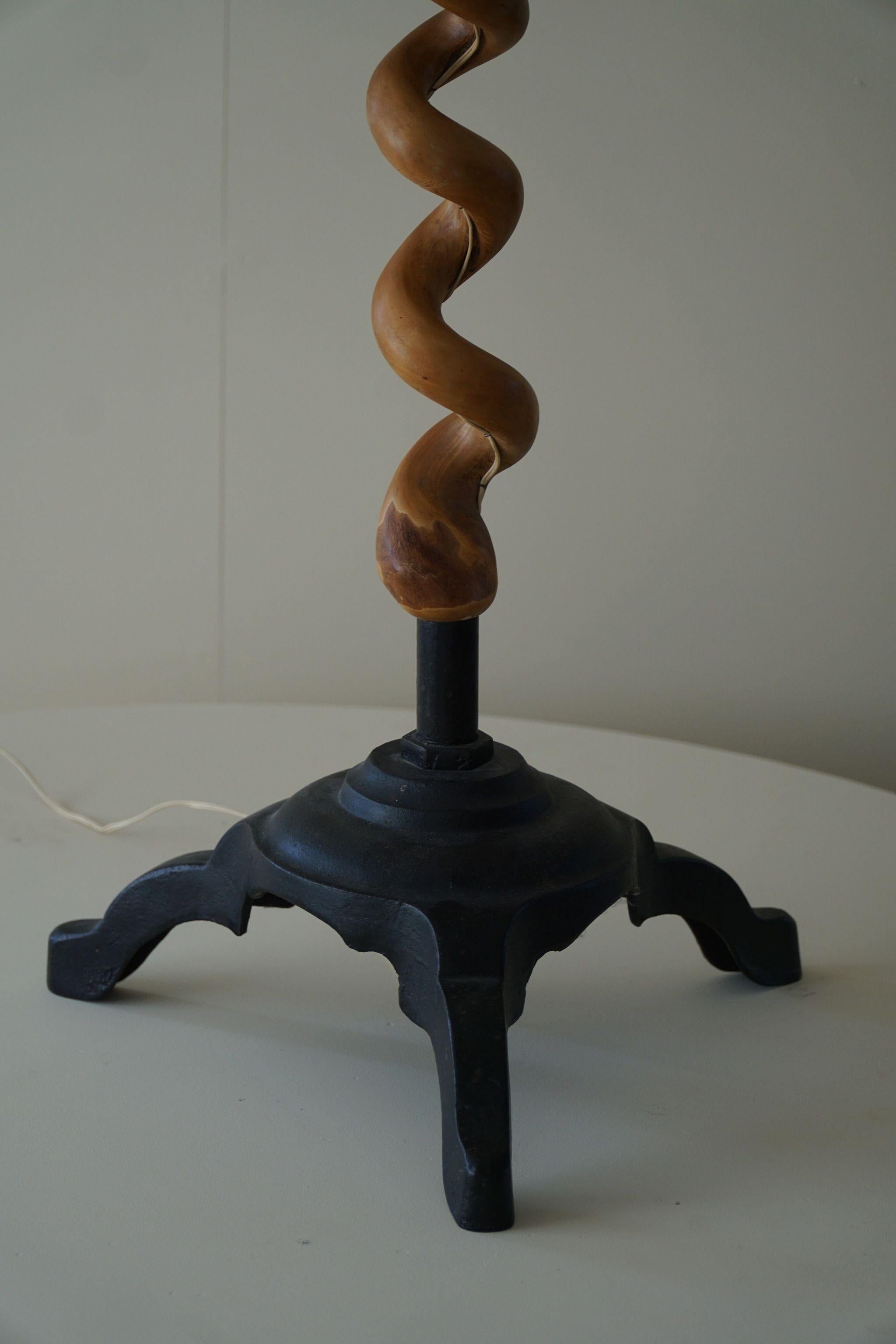 Sculptural Twisted Organic Floor Lamp, Wood & Iron, Scandinavian Modern, 1960s 5
