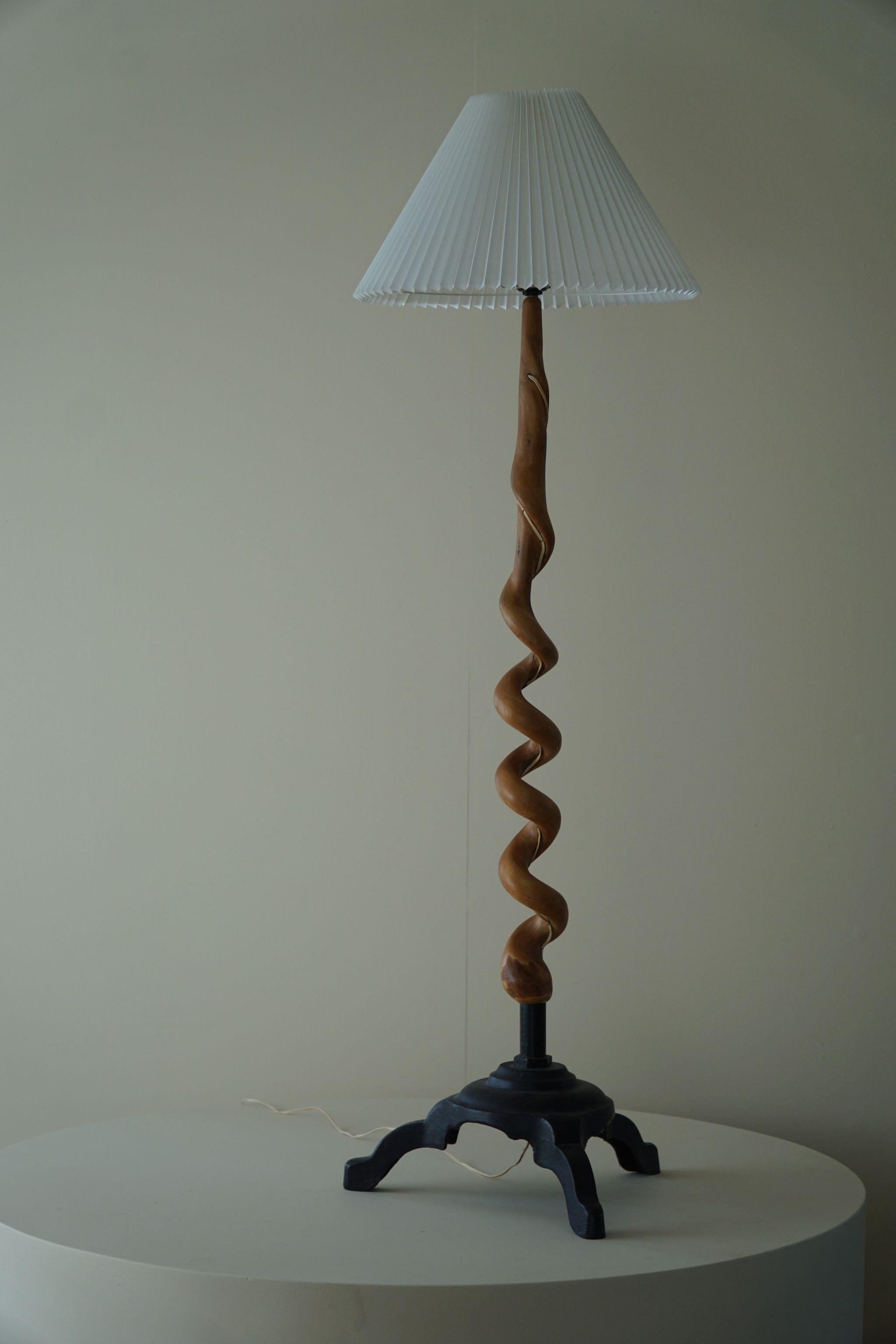 Sculptural Twisted Organic Floor Lamp, Wood & Iron, Scandinavian Modern, 1960s 6