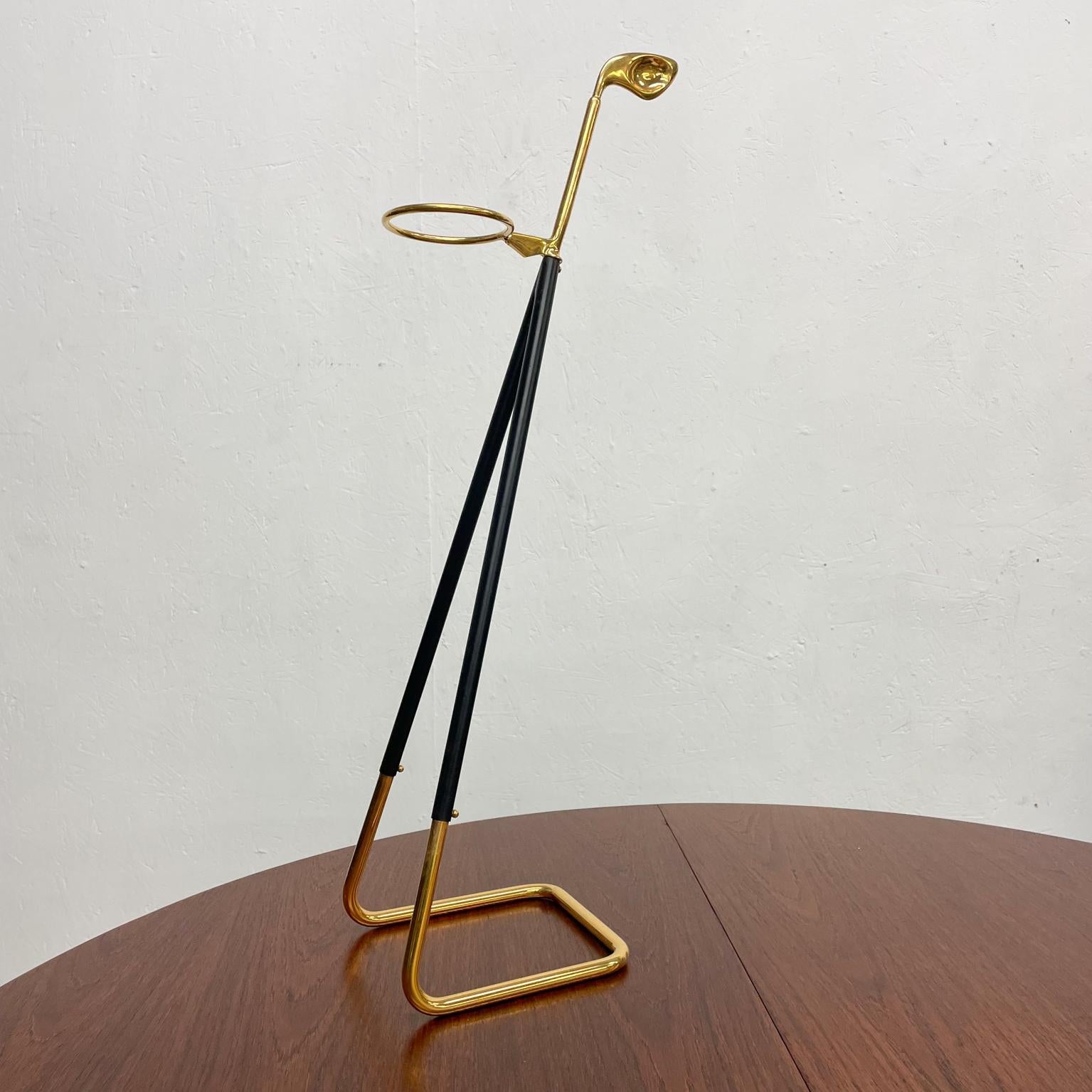 Modern Umbrella stand made in Italy 1950s
Crafted in polished brass and black Metal 
In the style of Cesare Lacca & Ico Parisi 
In original unrestored like new vintage condition.
Unmarked
Measures: 6.63 W x 11.25 D x 27.38 H inches
Refer to
