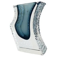 Murano Glass Undulated Textured Sides Vase by Mandruzzato, 1970s