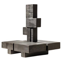 Fuerza escultórica invisible nº 62: Mesa de madera maciza de Joel Escalona, pieza de arte moderno