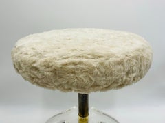 Sculptural Vanity Stool in Lucite & Brass by Charles Hollis Jones
