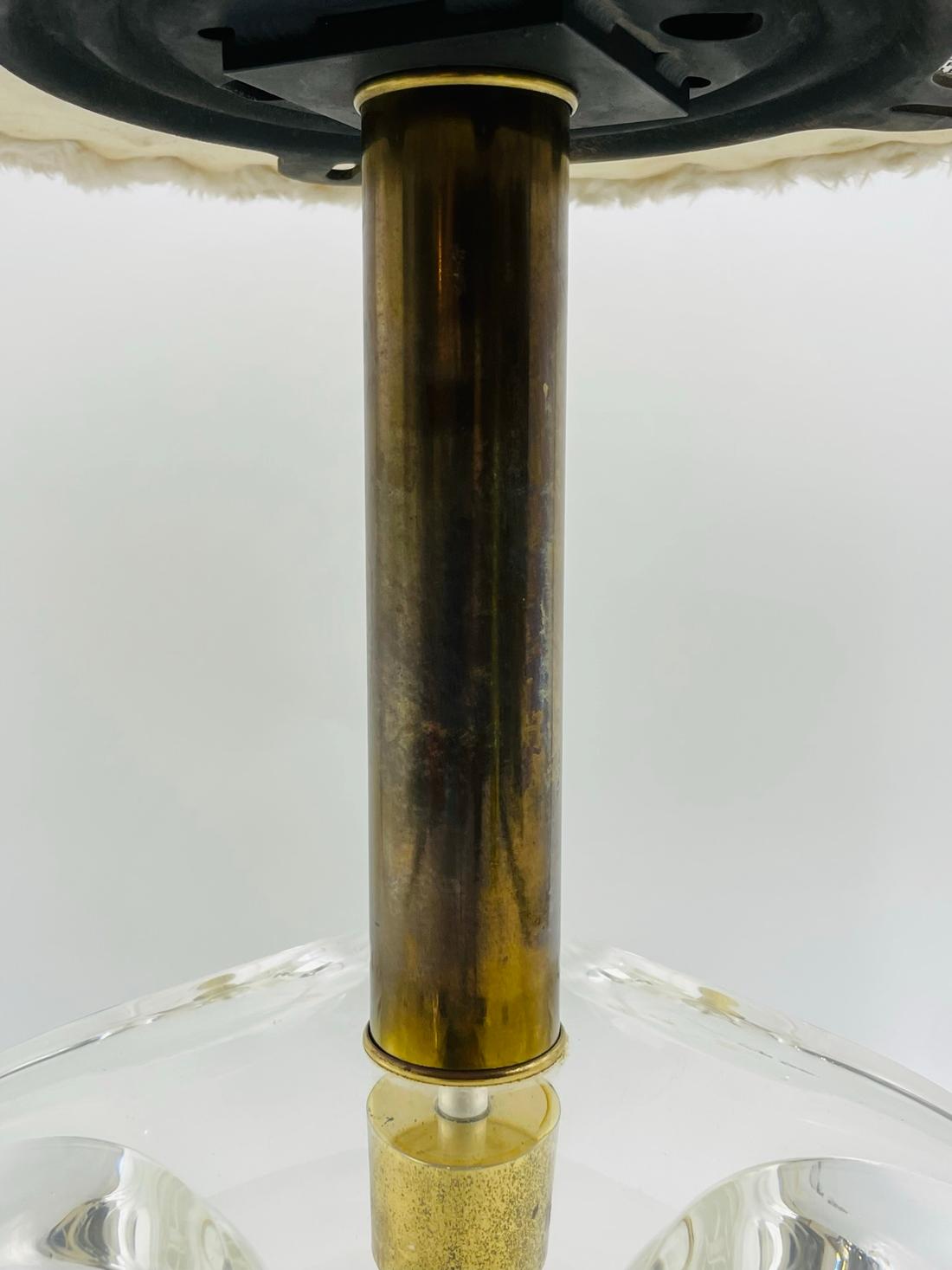 Sculptural Vanity Stool in Lucite & Brass by Charles Hollis Jones 2
