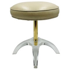 Skulpturaler Waschtischhocker aus Lucite und Messing von Charles Hollis Jones