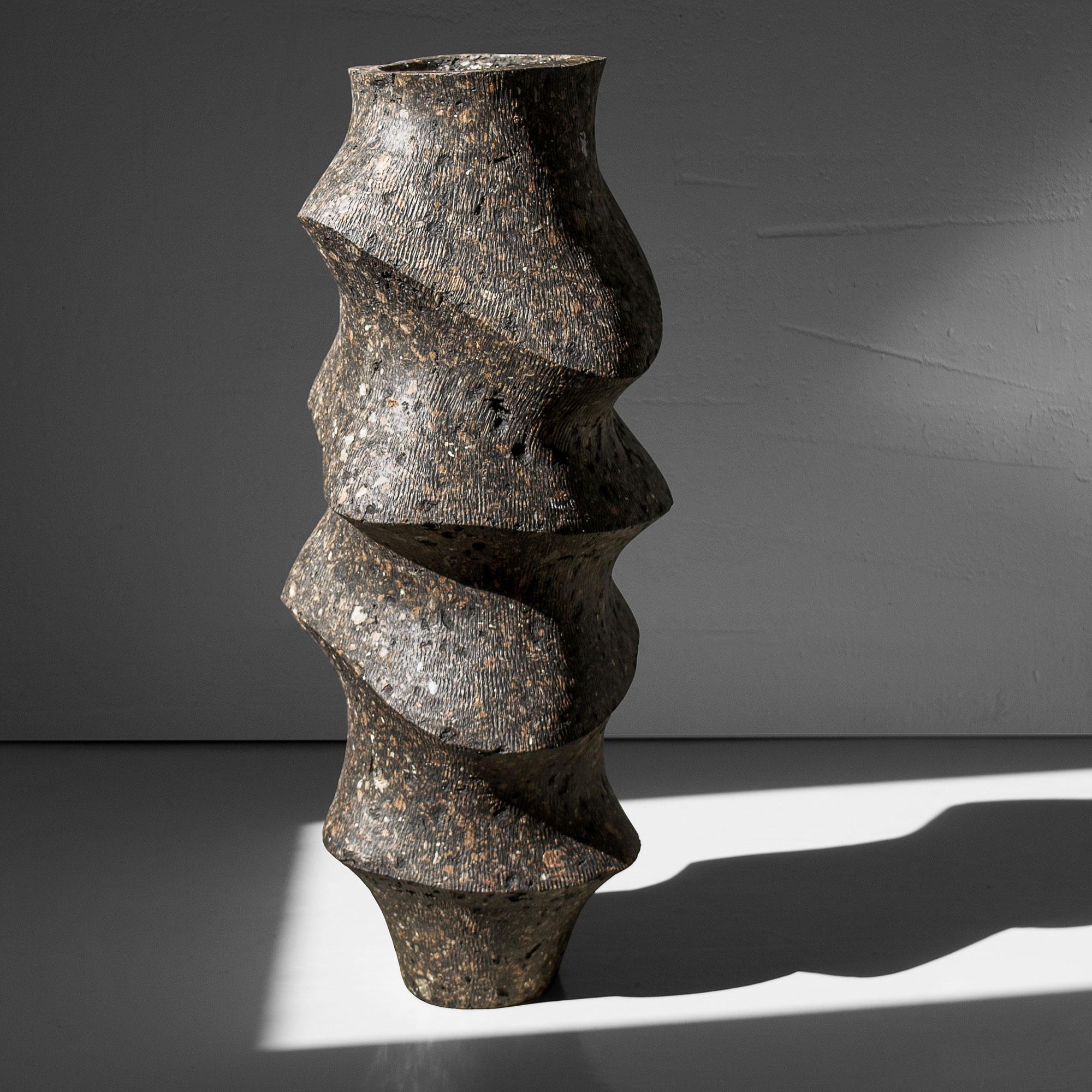 Sculptural Vase 2 by Donatas Zukauskas
Unique Piece.
Dimensions: D 28 x W 30 x H 66 cm.
Materials: Recycled paper, concrete, cardboard, and glue.

All products are handmade and unique, so they may differ slightly from the image in the photo.