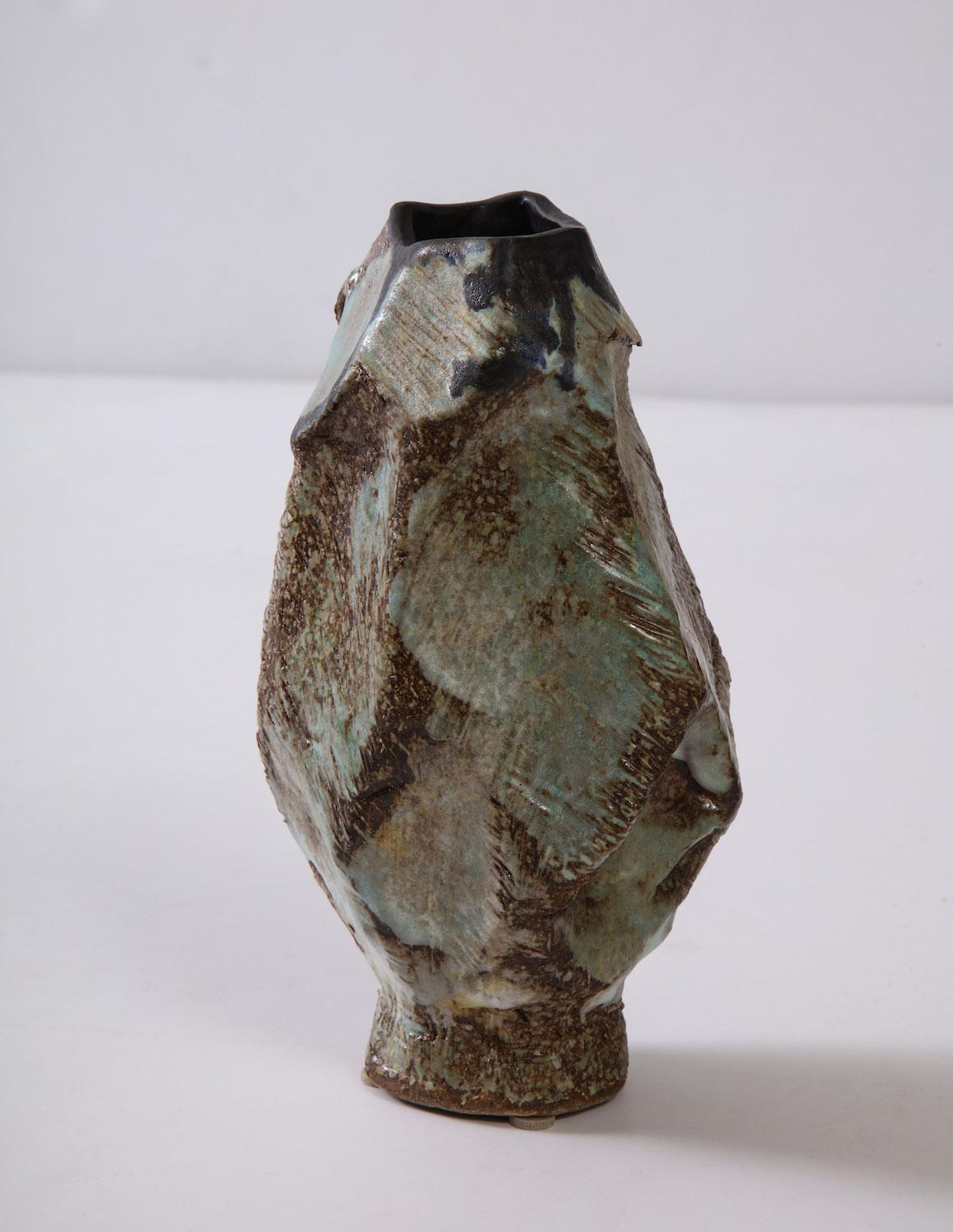 Sculptural Vase #8 by Dena Zemsky. Hand-built, glazed stoneware vase form. Signed & dated on underside.
  