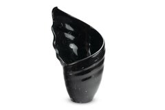 Sculptural Vase Black Marquina Marble Hand-sculpted Organic Shape, Italy