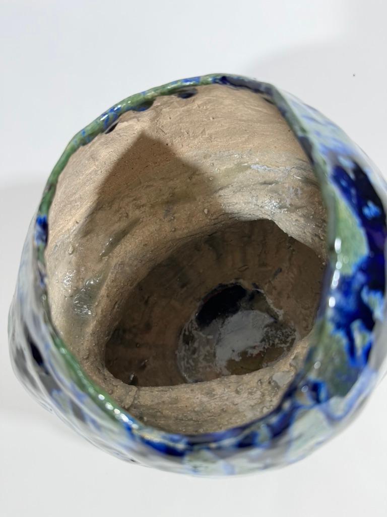Minimalist Sculptural Vase Blue For Sale