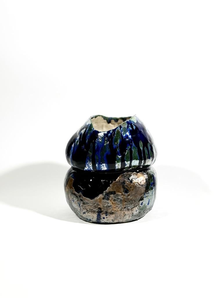 Lithuanian Sculptural Vase Blue For Sale