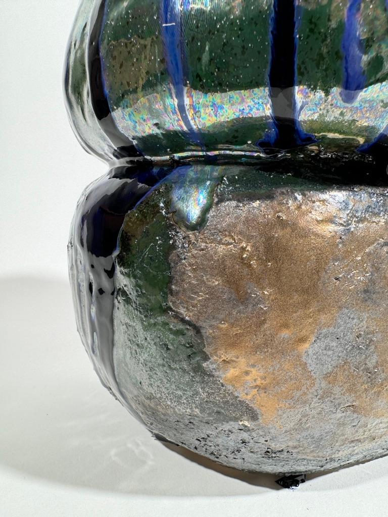 Contemporary Sculptural Vase Blue For Sale