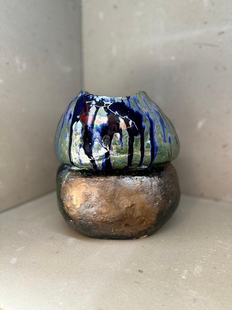 Sculptural Vase Blue For Sale 1