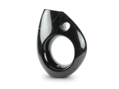 Vase Vessel Sculpture in Black Marquina Marble Abstract Shape Collectible Design