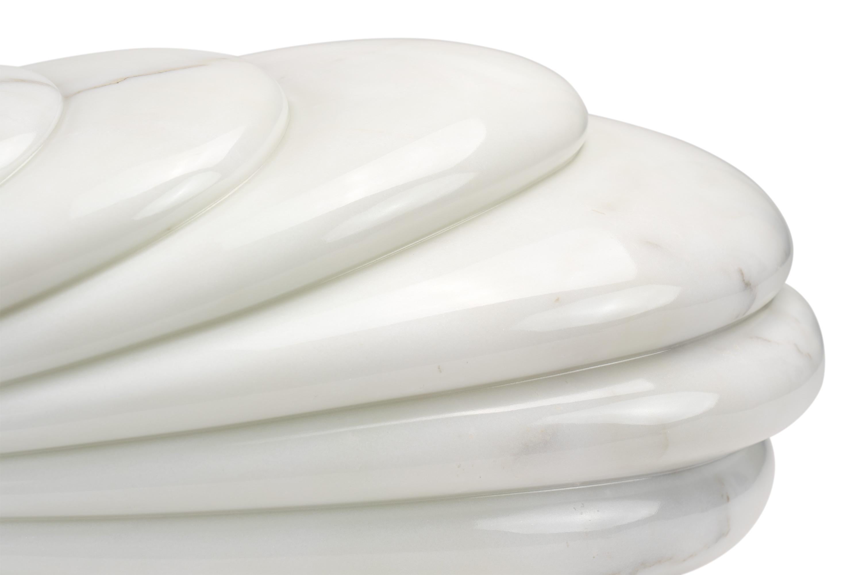 Hand-Carved Sculptural Vase in White Statuary Marble Handmade Italy Collectible Design For Sale