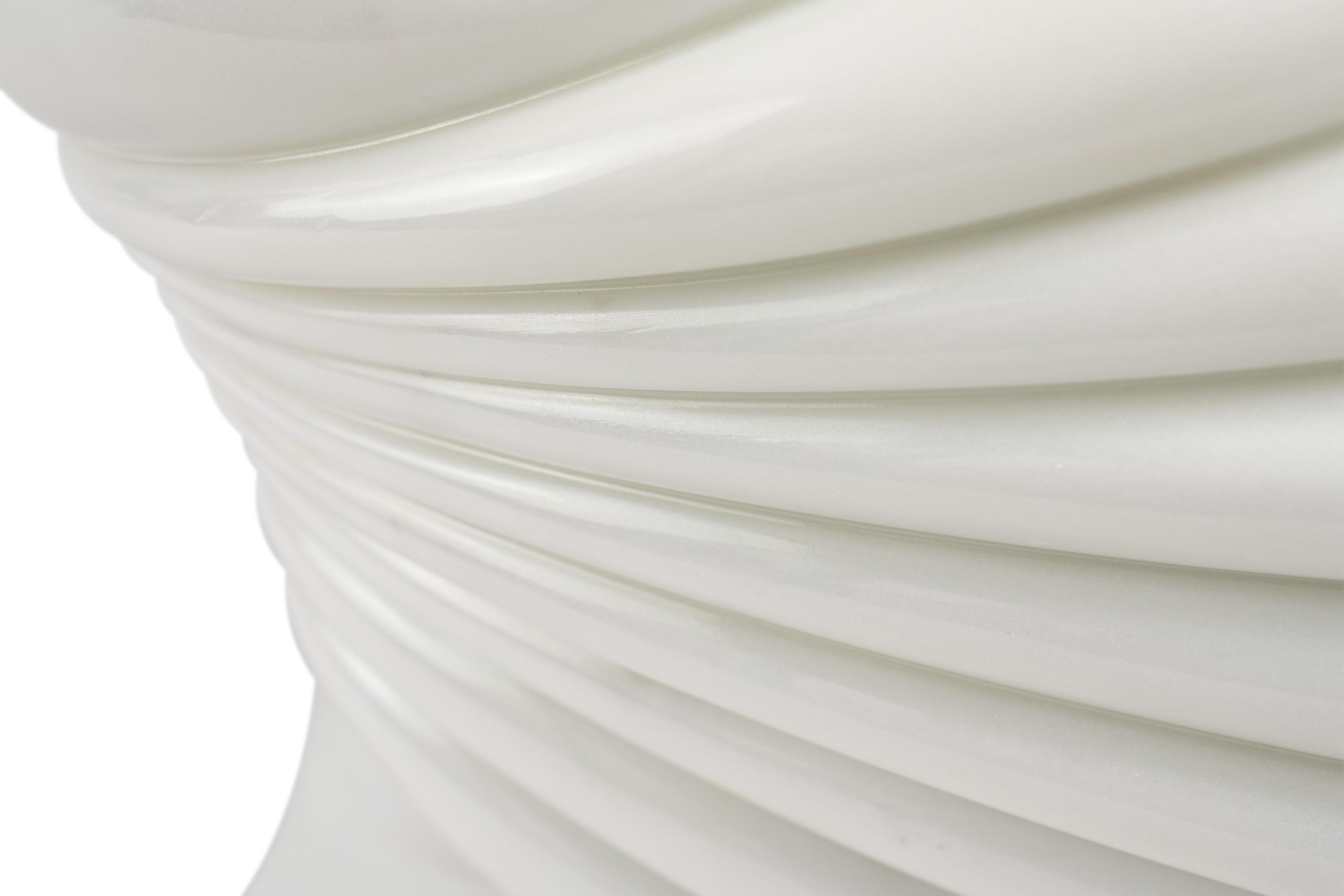 Sculptural Vase in White Statuary Marble Handmade Italy Collectible Design In New Condition For Sale In Ancona, Marche