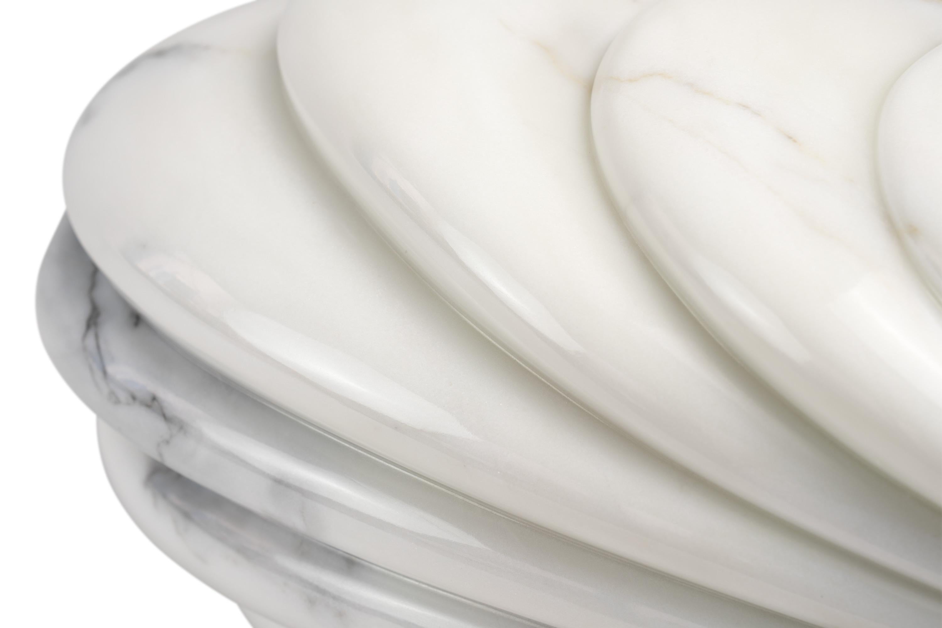 Sculptural Vase in White Statuary Marble Handmade Italy Collectible Design For Sale 1