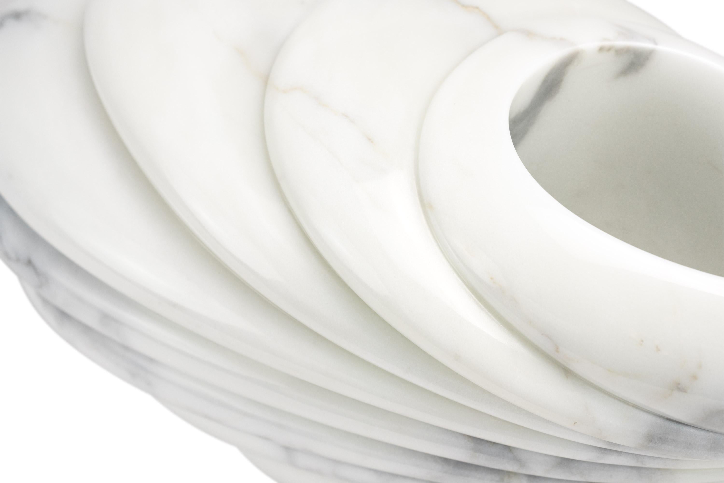 Sculptural Vase in White Statuary Marble Handmade Italy Collectible Design For Sale 2