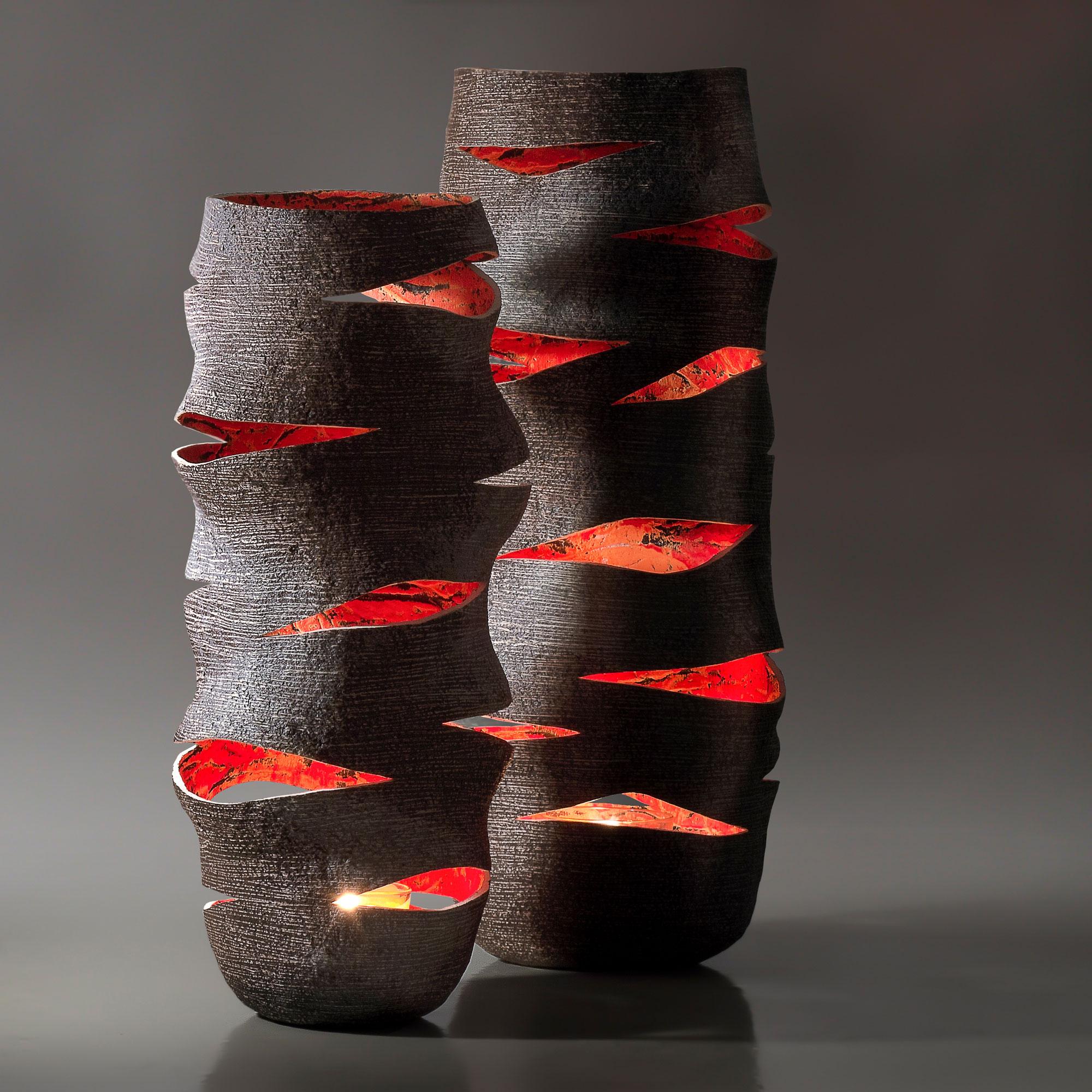 Organic Modern Sculptural Vase Wave Candle Lantern by Donatas Žukauskas In Stock For Sale