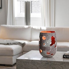 Handmade Textured Vase, Sculpture Candle Lantern, Interior Decor Accent In Stock