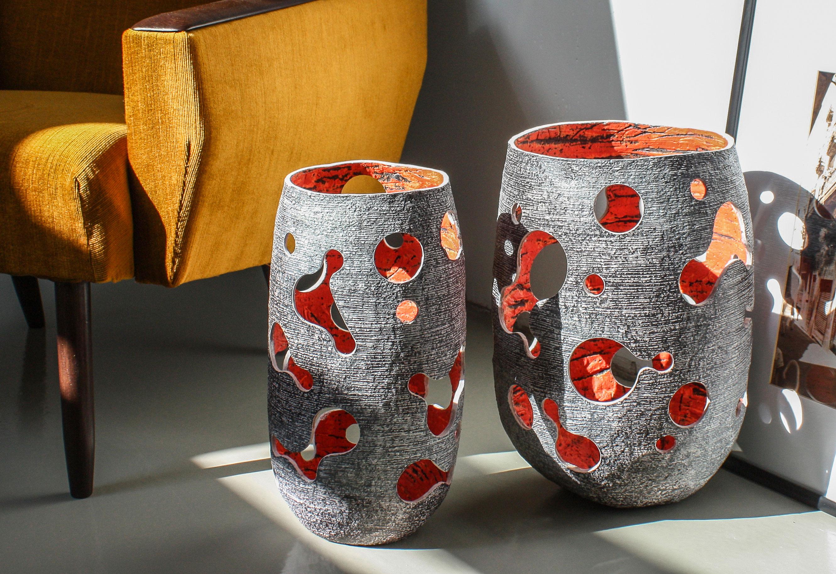 Modern Sculptural Vase Wide Candle Lantern by Donatas Žukauskas In Stock For Sale