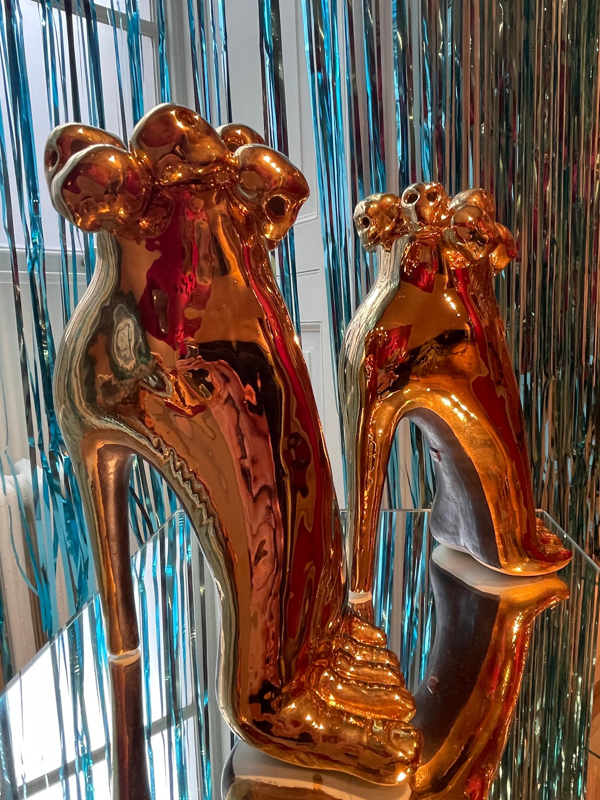 Modern Sculptural Vases by Elica Studio Porcelain 24K Gold Handmade Italy Contemporary