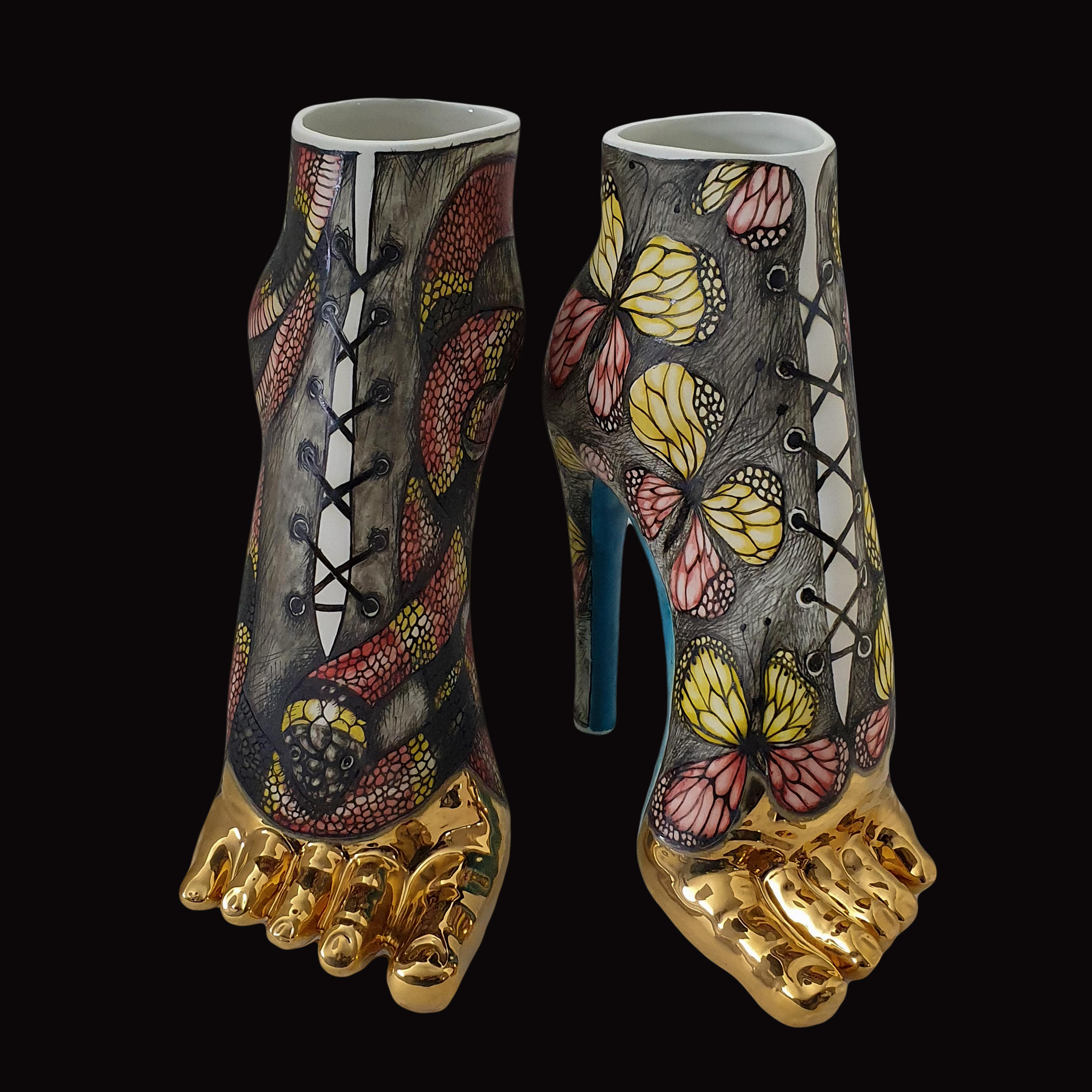XXI secolo e contemporaneo Vasi scultura di Elica Studio Porcellana Oro Fatti a mano Italia Contemporanei