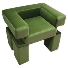 Sculptural Velvet Contemporary Chair Mid-century Space Futuristic 'Olive Green'