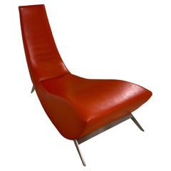 Used Sculptural Vermilion Leather Chaise Longue by Stanley Jay Freidman for Brueton